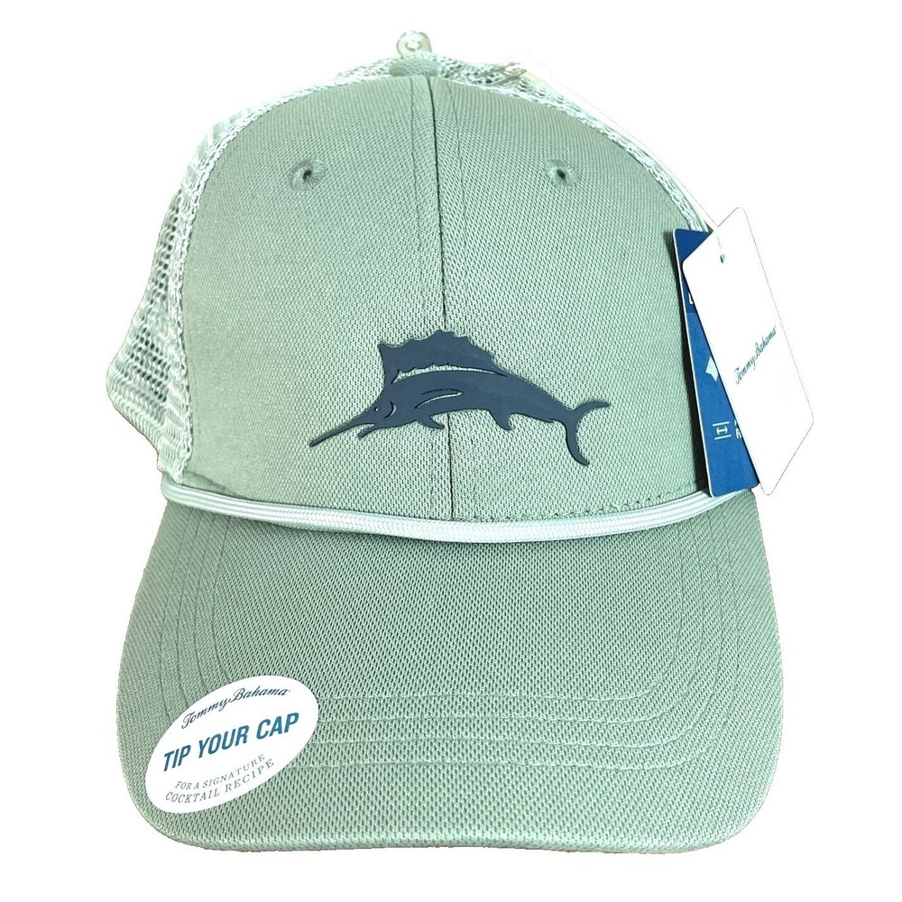 Tommy‎ Bahama Trucker Hat Mens OS Gray Marlin Logo Mesh Snapback Cap